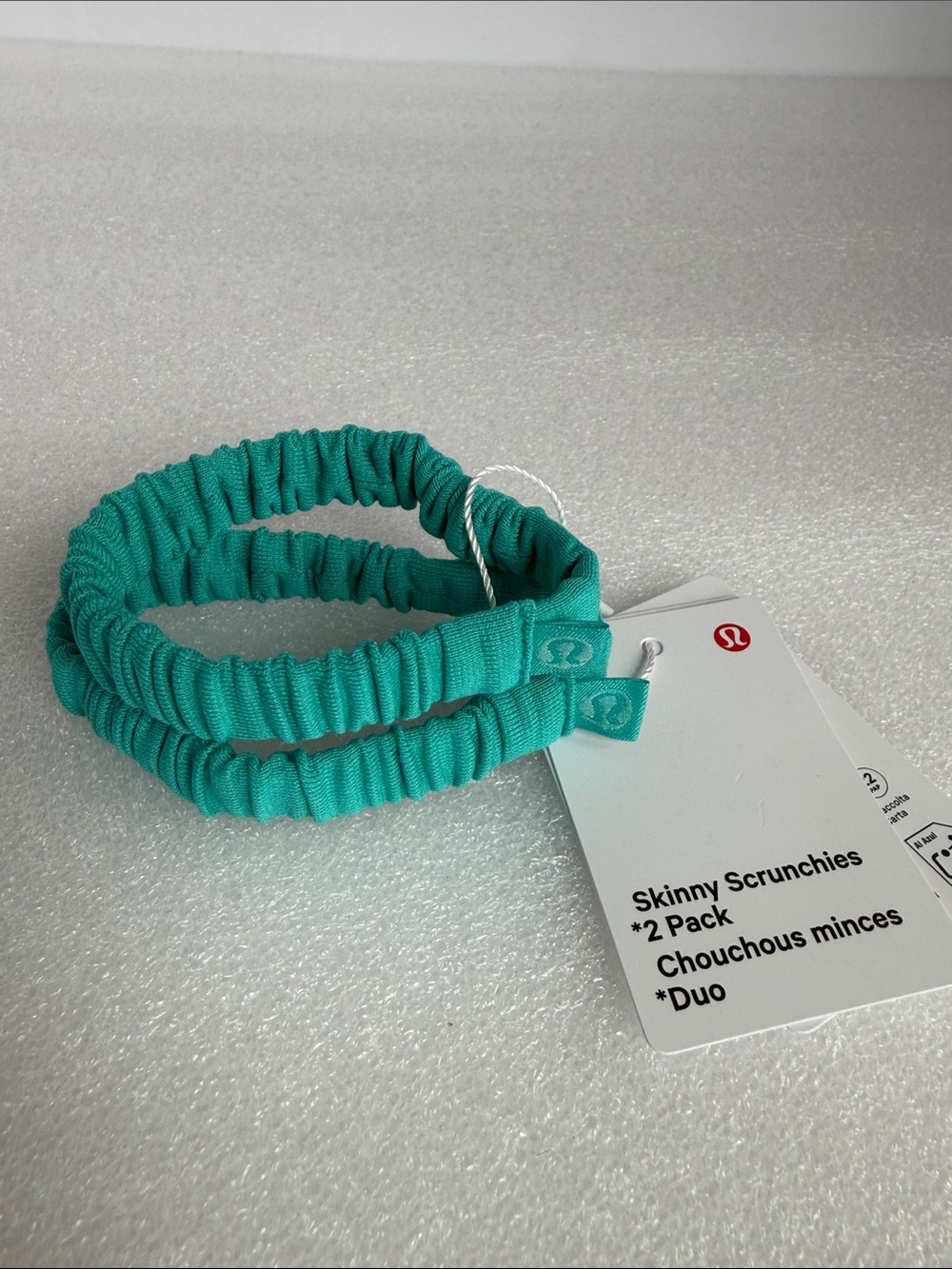 🆕 LULULEMON Skinny Scrunchies 2 Pack BTPC Teal / Turquoise Blue NWT
